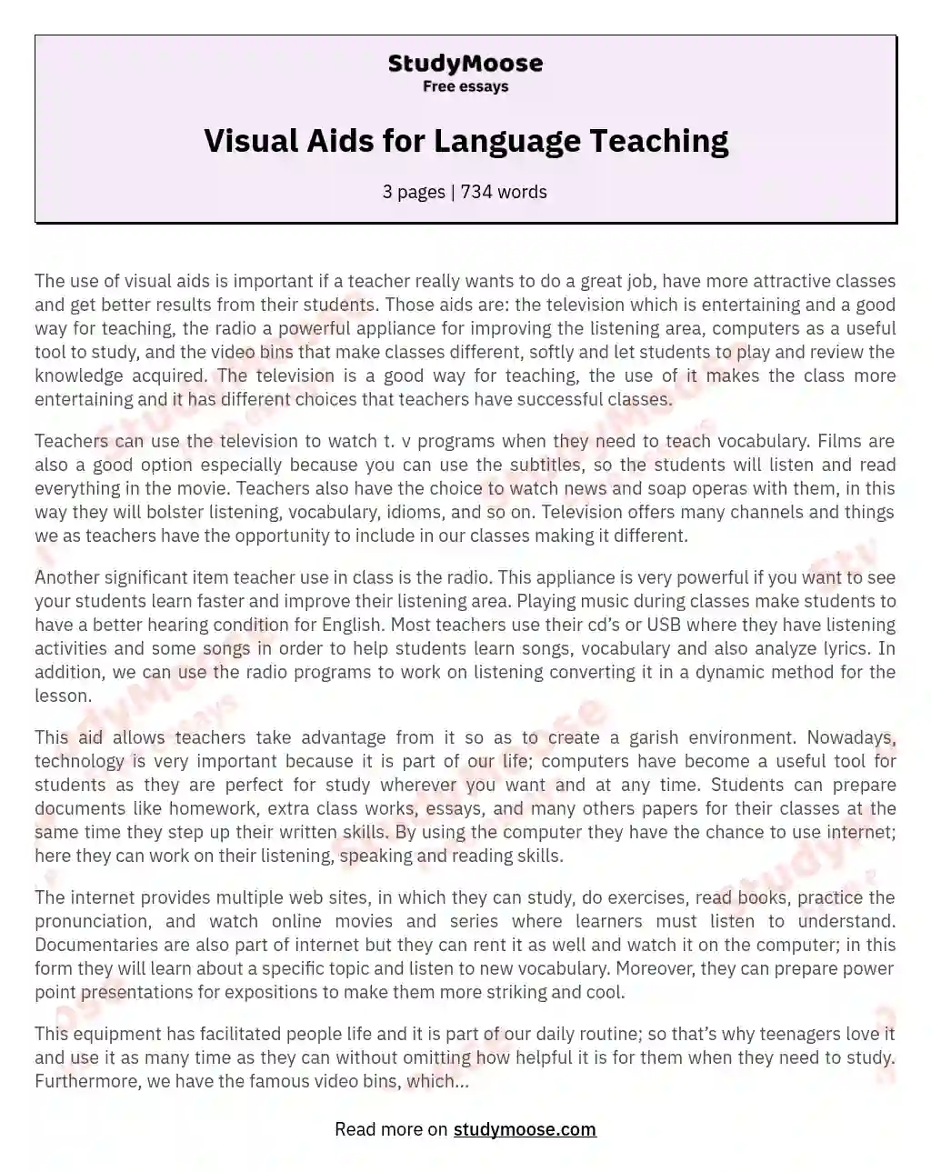 Visual Aids for Language Teaching essay