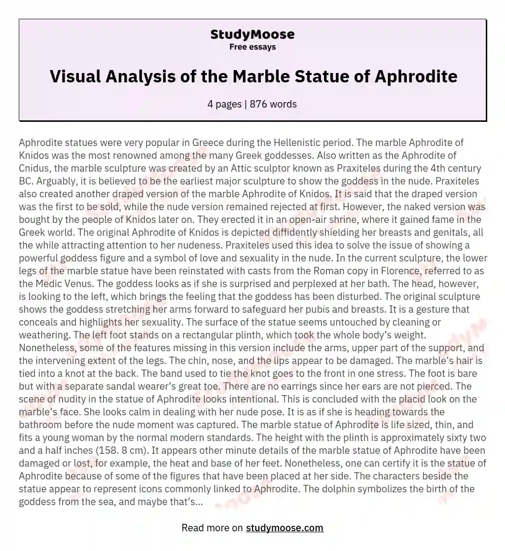 Visual Analysis of the Marble Statue of Aphrodite essay