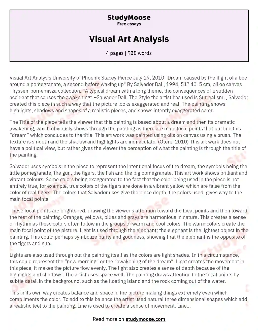 art of smart visual arts essay