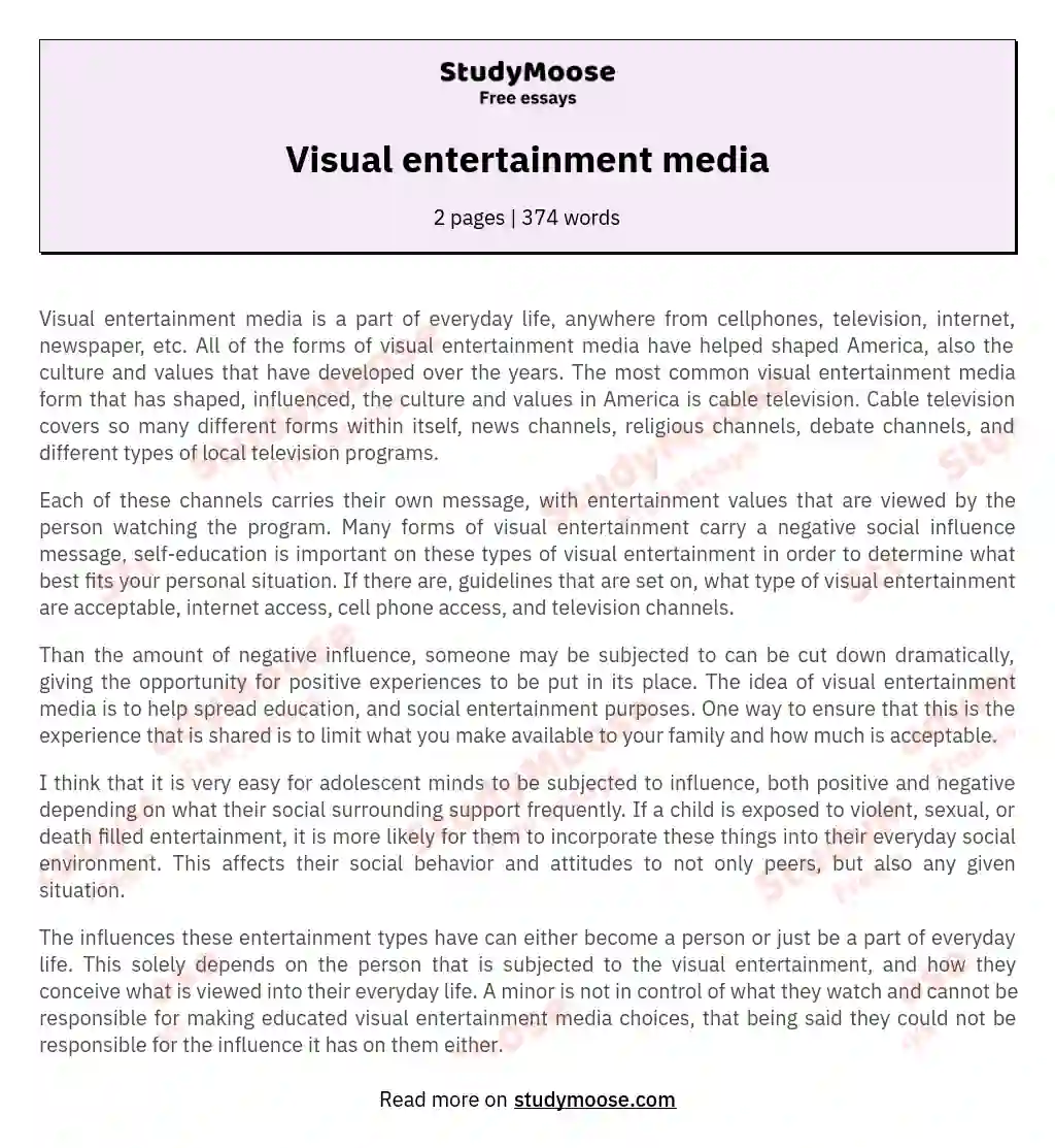 Visual entertainment media essay