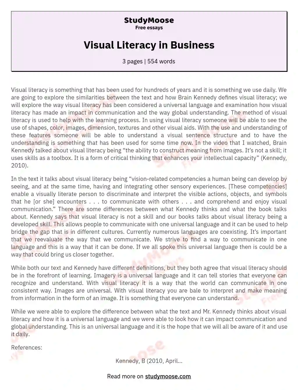 Visual Literacy in Business essay