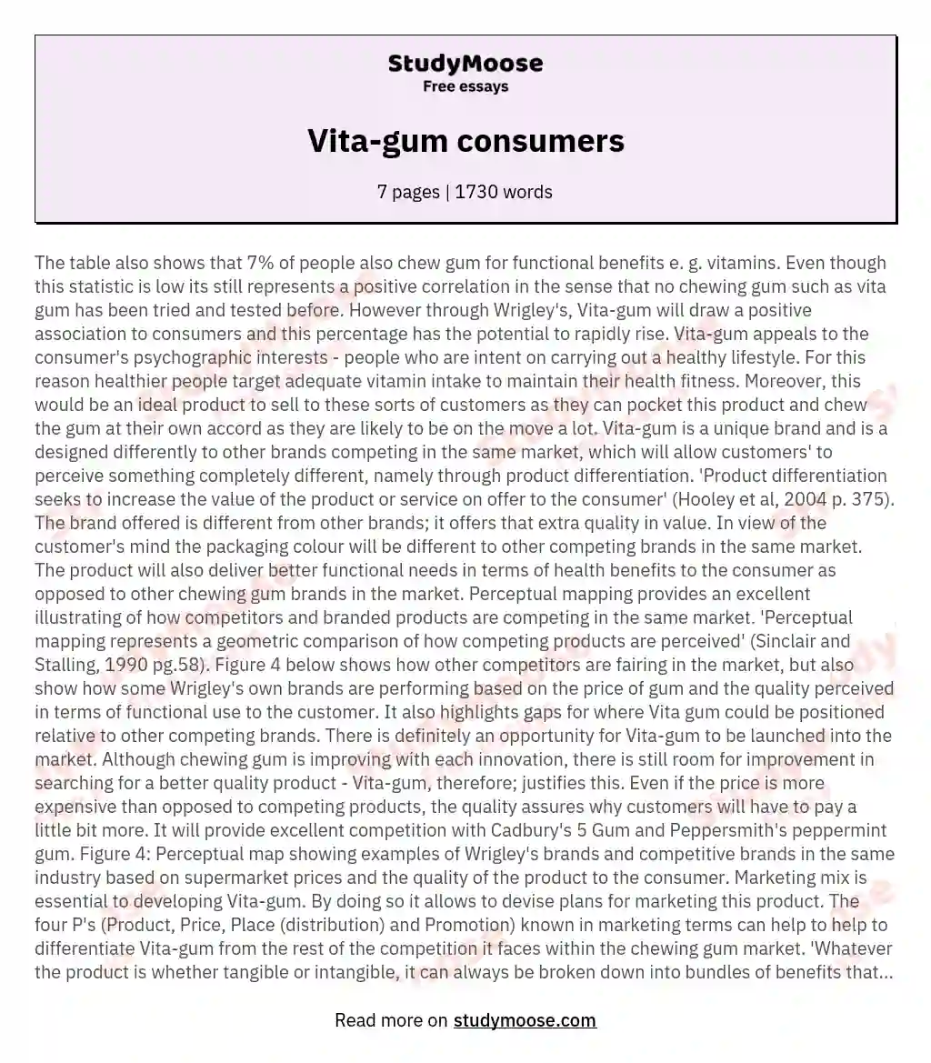 Vita-gum consumers essay