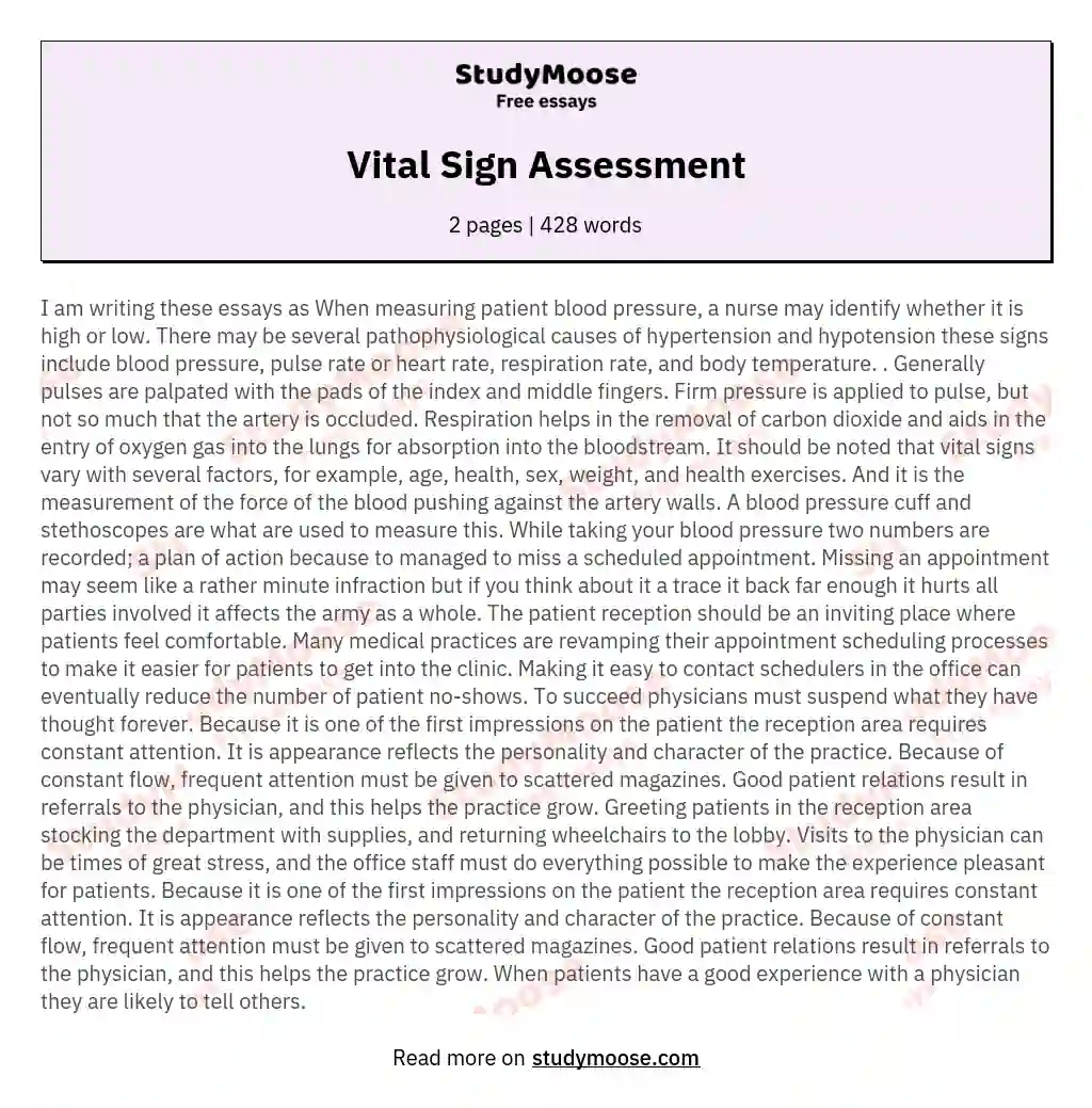 Vital Sign Assessment essay