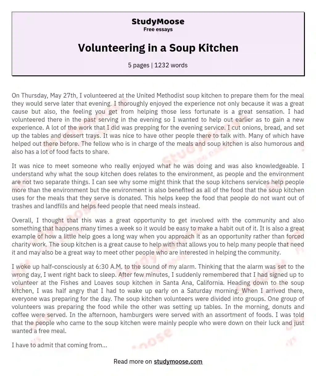 Volunteering in a Soup Kitchen