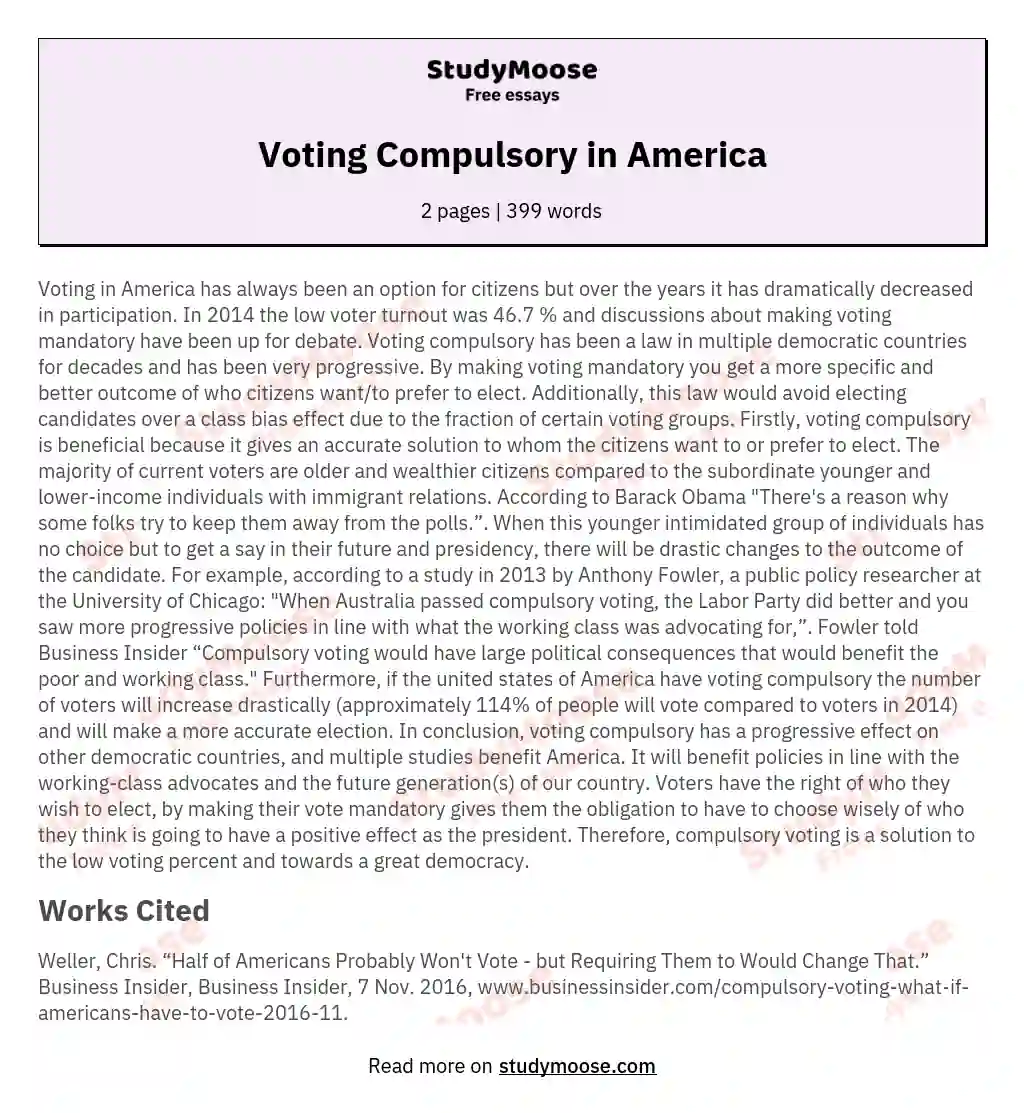 Voting Compulsory in America