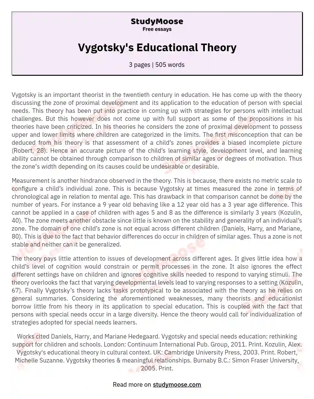 Vygotsky's Educational Theory