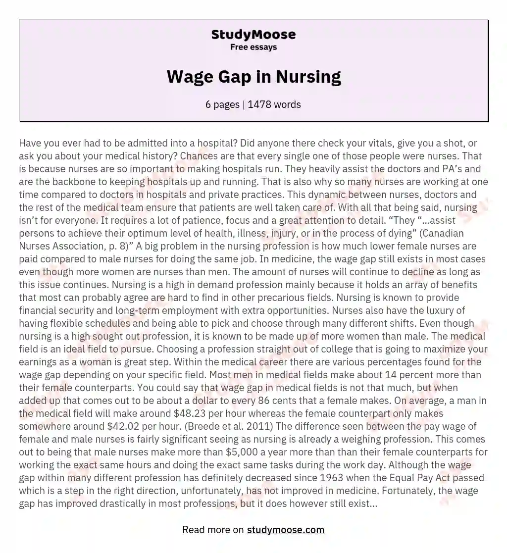 Wage Gap in Nursing