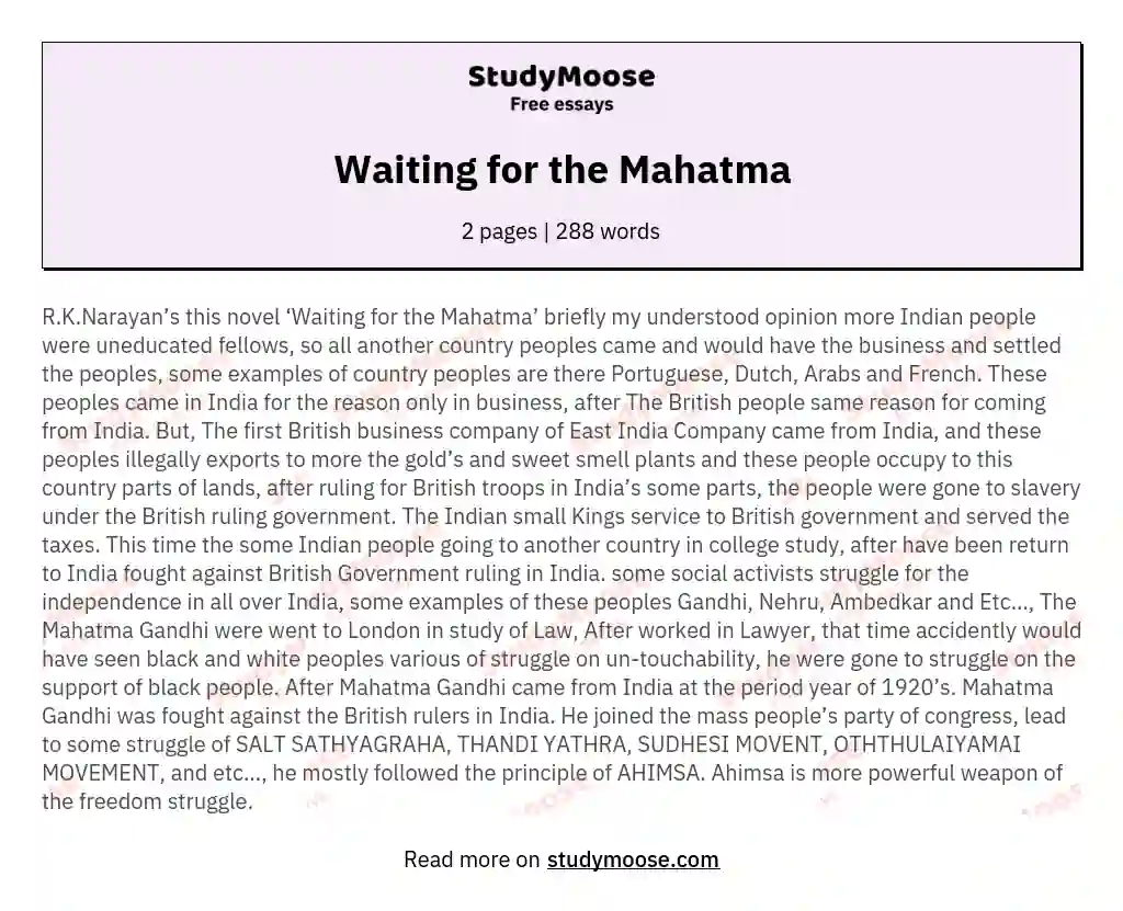 Waiting for the Mahatma essay
