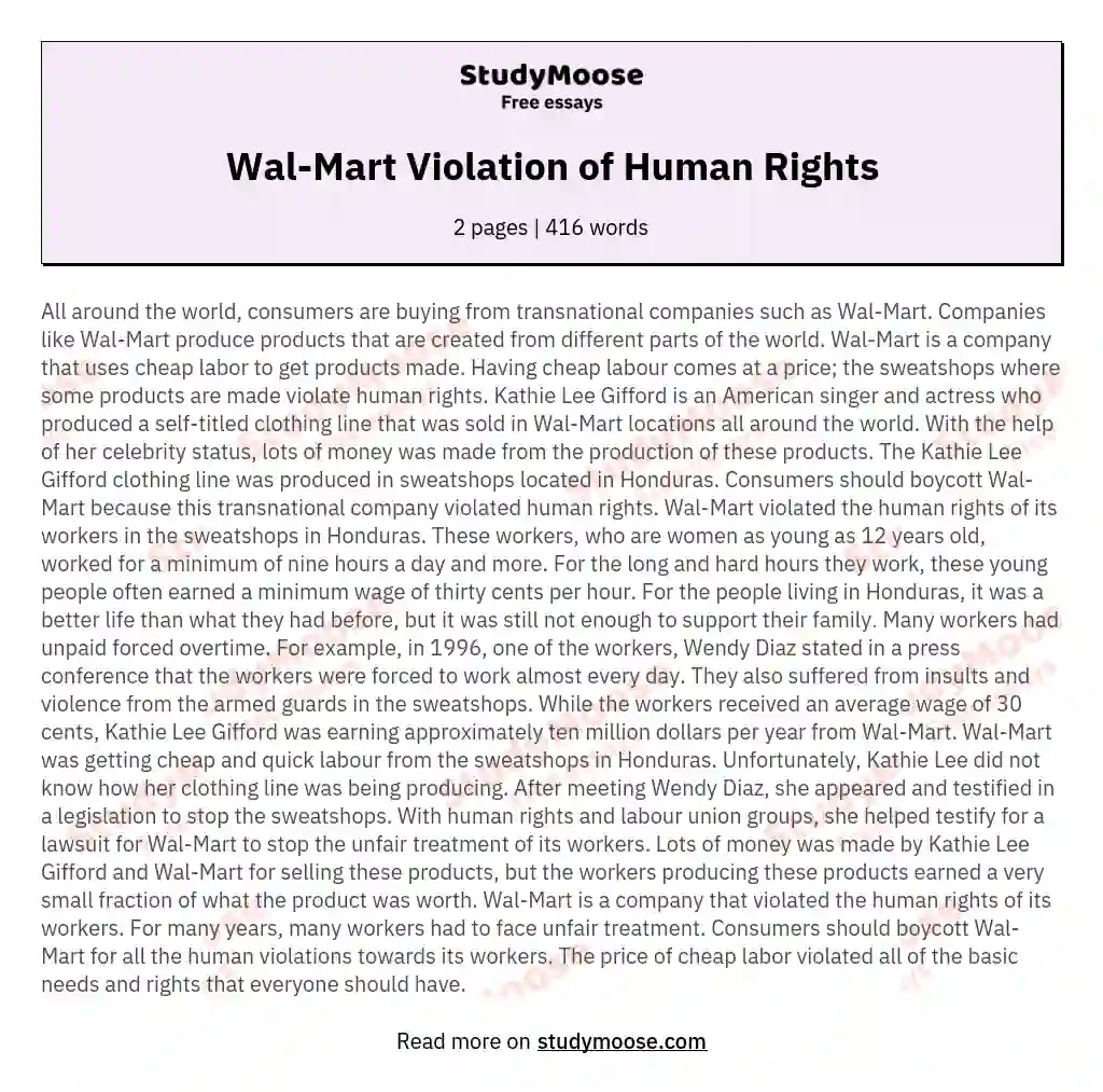 Wal-Mart Violation of Human Rights essay