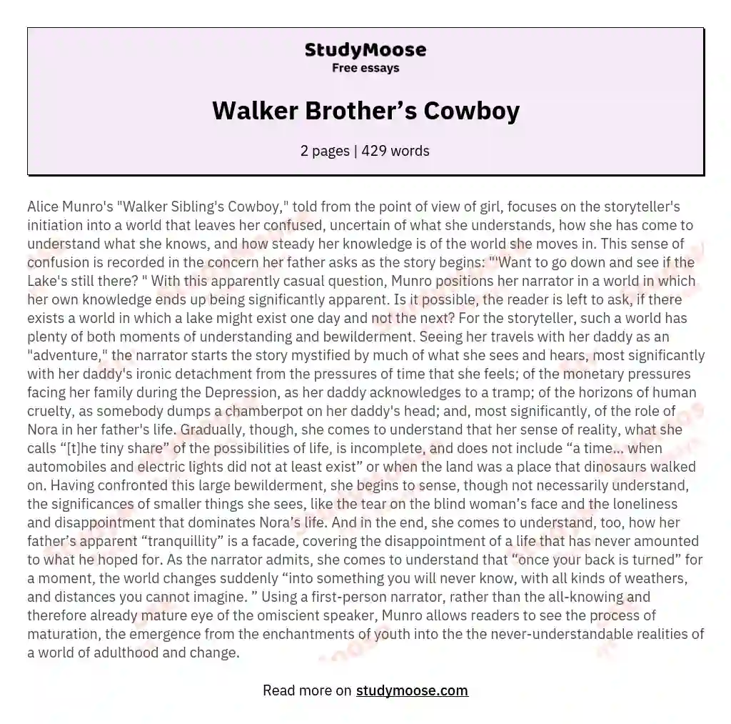 stad Fantastisch Minnaar Walker Brother's Cowboy Free Essay Example