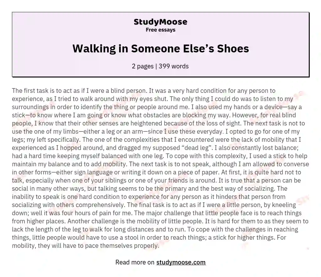 Walking in Someone Else’s Shoes