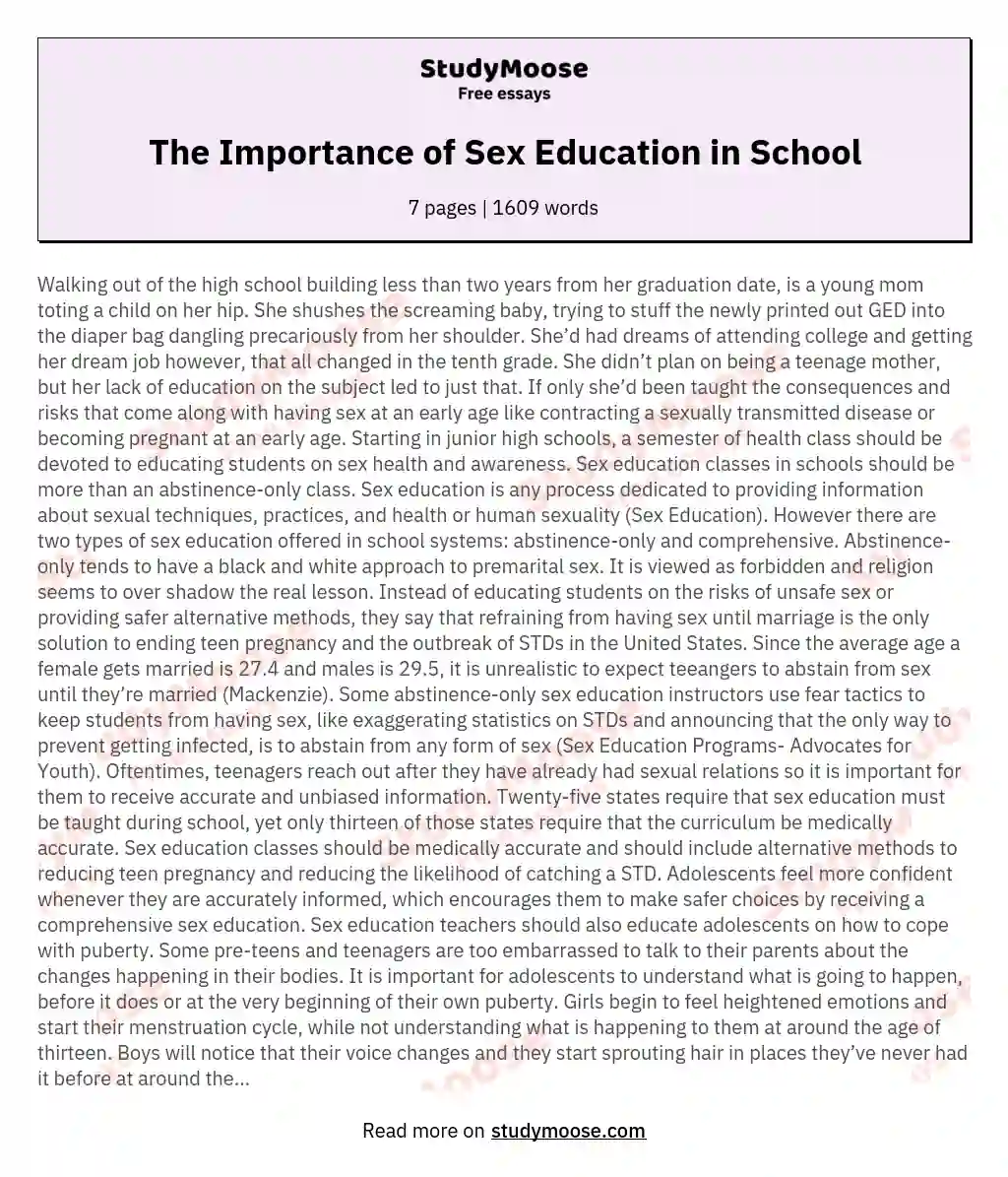 The Importance of Sex Education in School