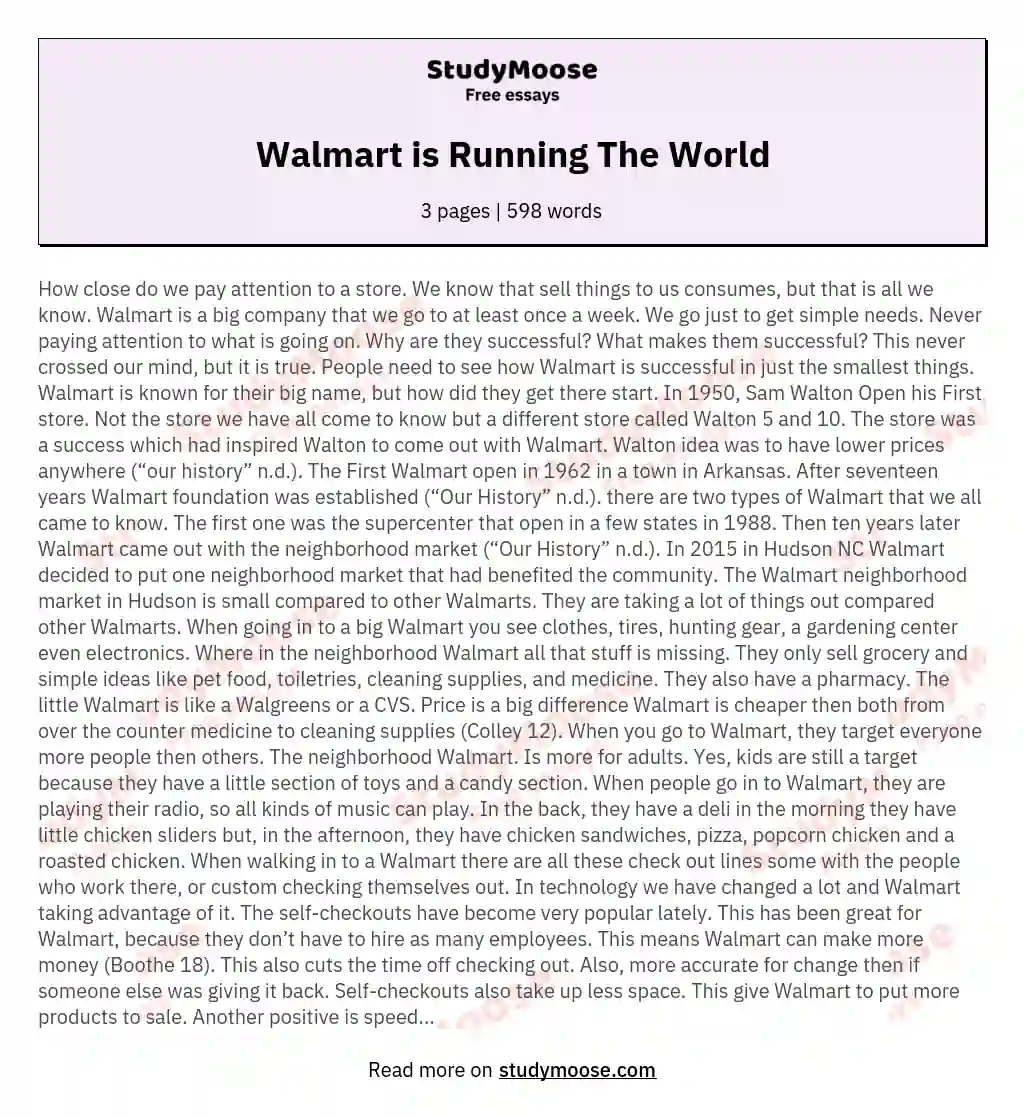 Walmart is Running The World essay