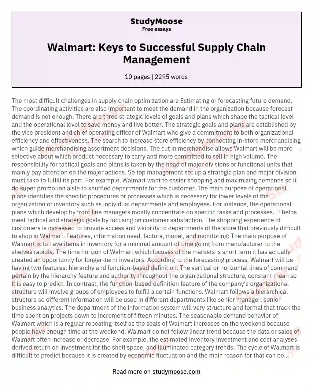 assignment on supply chain management of walmart