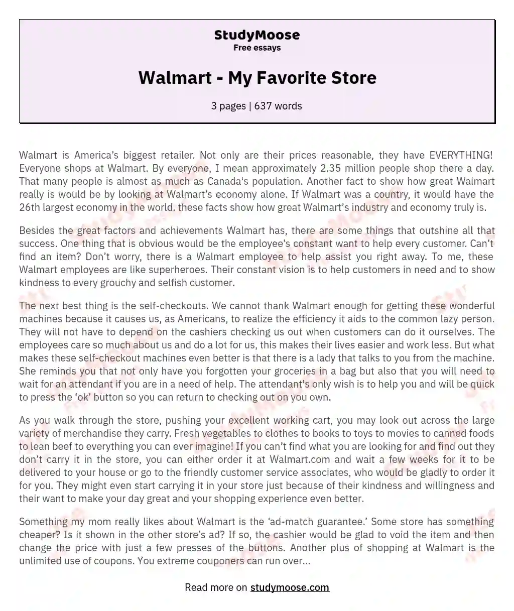 Walmart - My Favorite Store essay