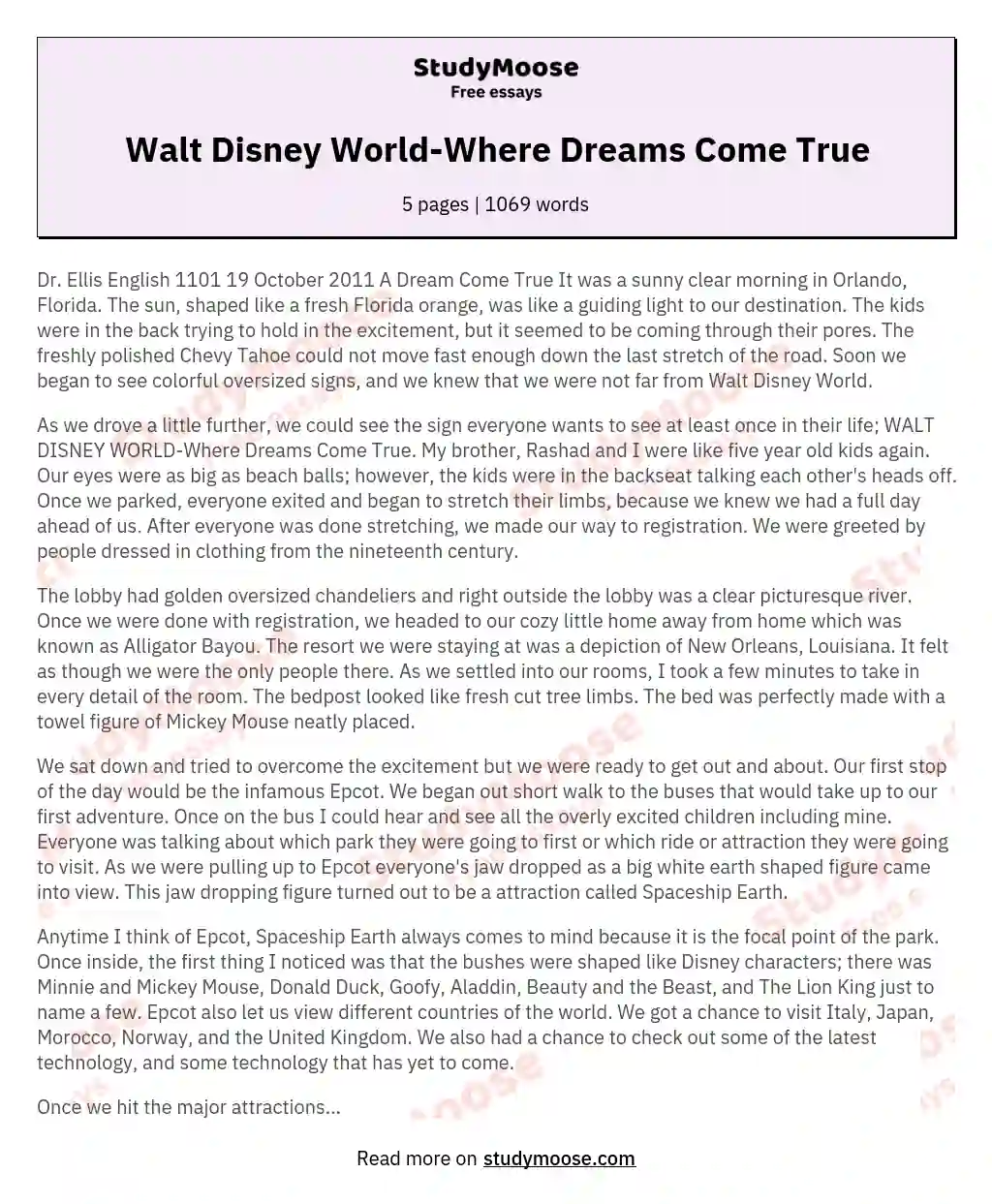 Walt Disney World-Where Dreams Come True