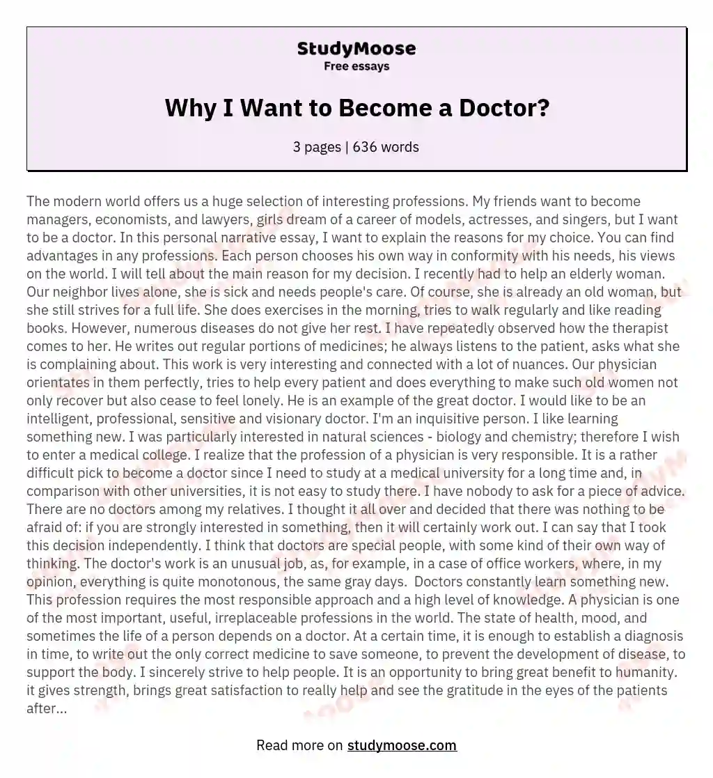 how to become a good doctor essay