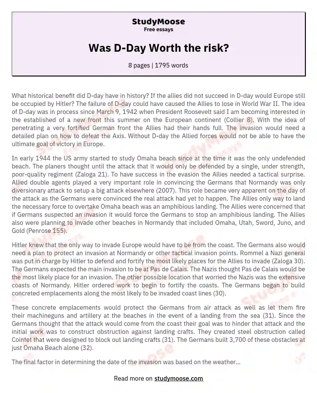 Was D-Day Worth the risk?