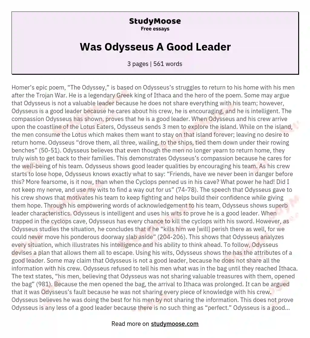 Was Odysseus A Good Leader