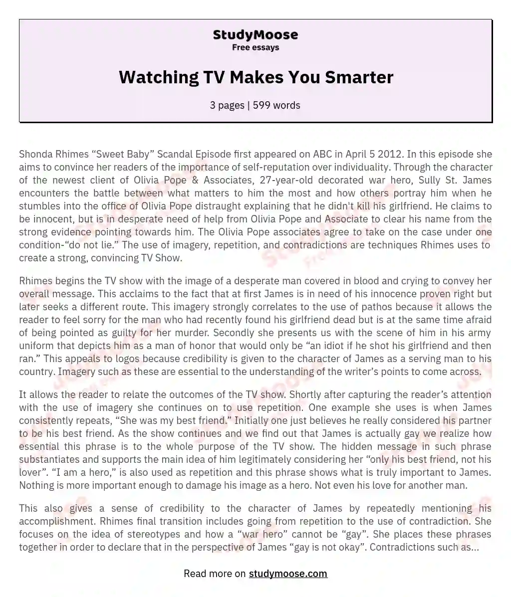 Watching TV Makes You Smarter essay