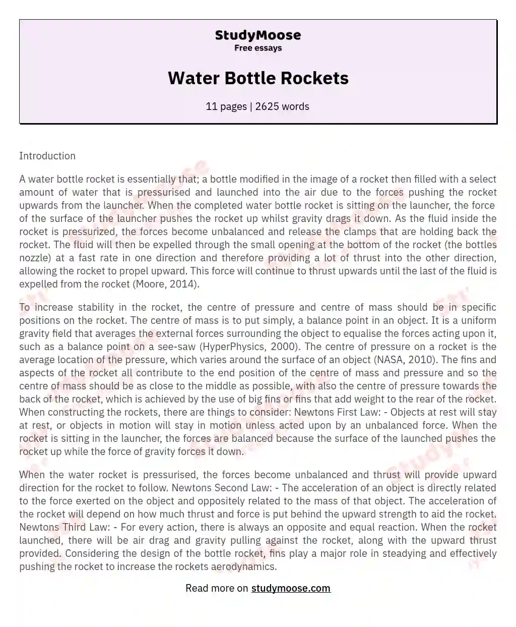 Water Bottle Rockets essay