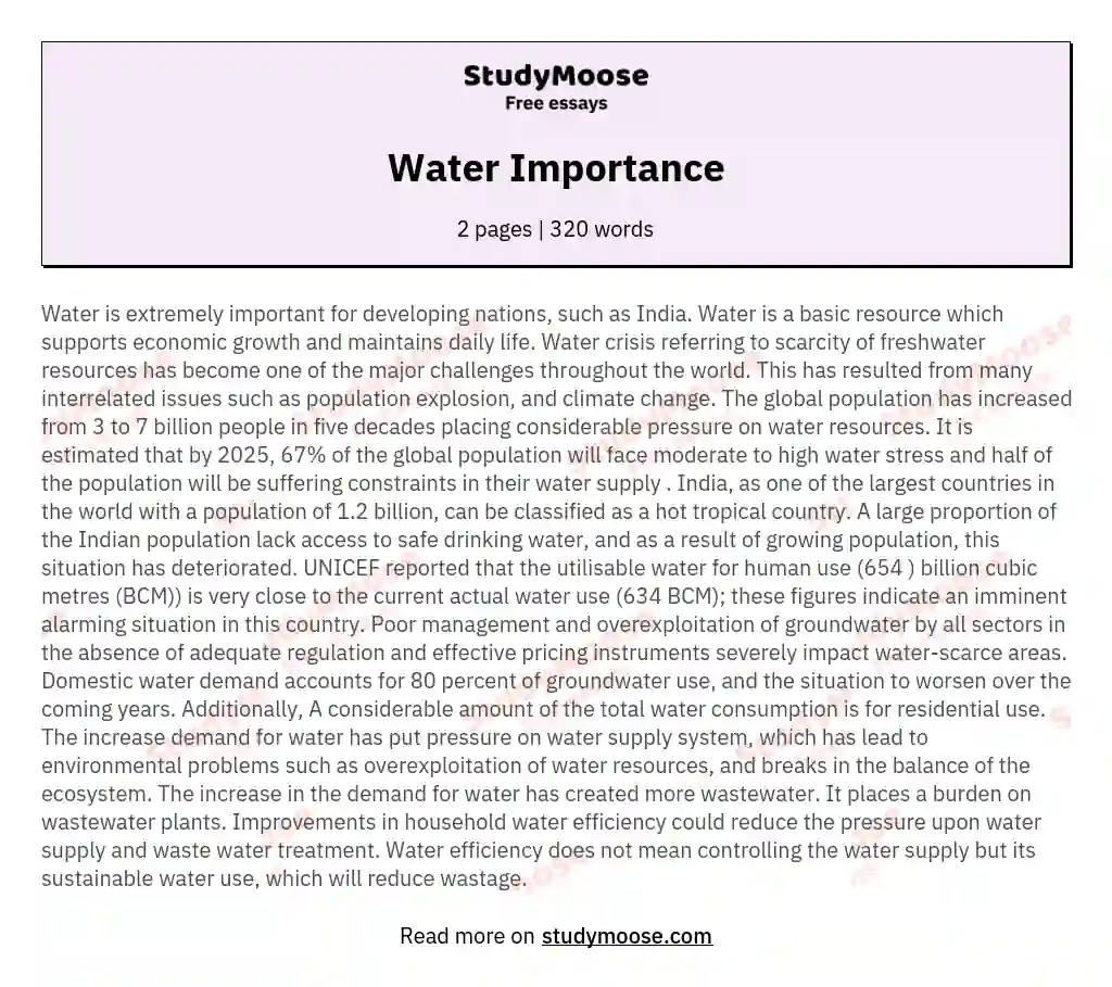 essay about water pdf