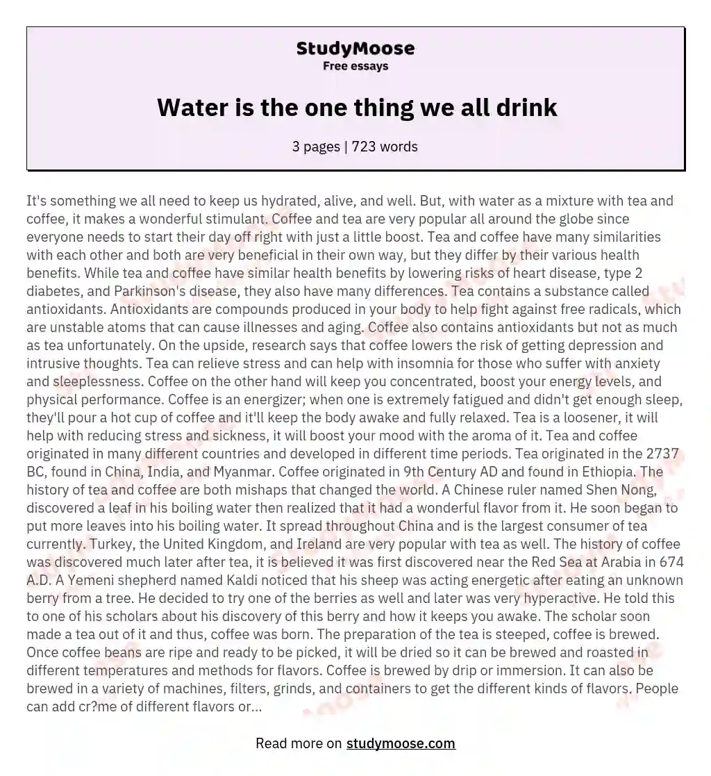 Water is the one thing we all drink