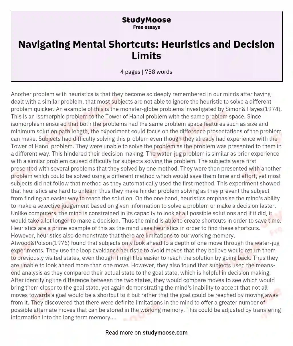 Navigating Mental Shortcuts: Heuristics and Decision Limits essay