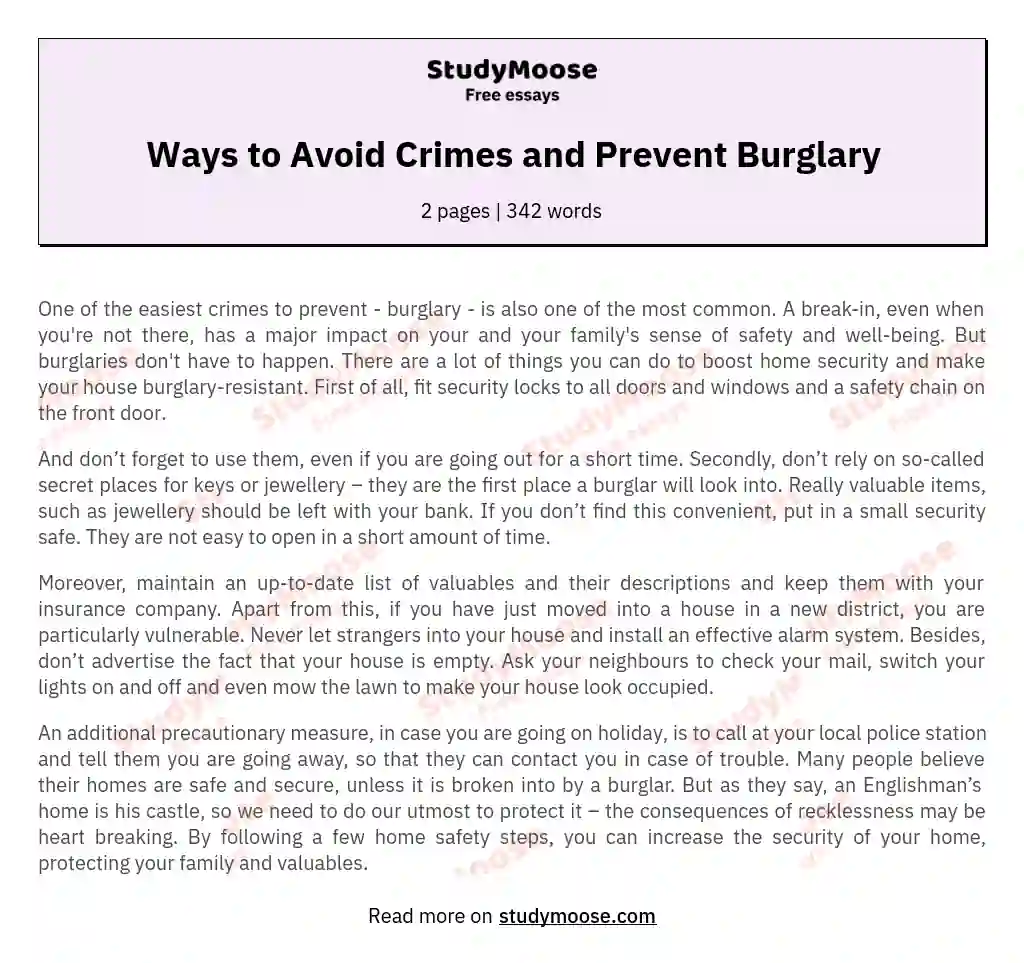 burglary experience essay