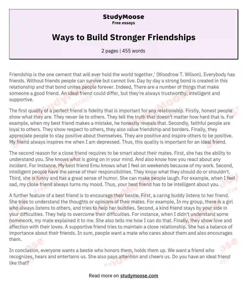 Ways to Build Stronger Friendships essay
