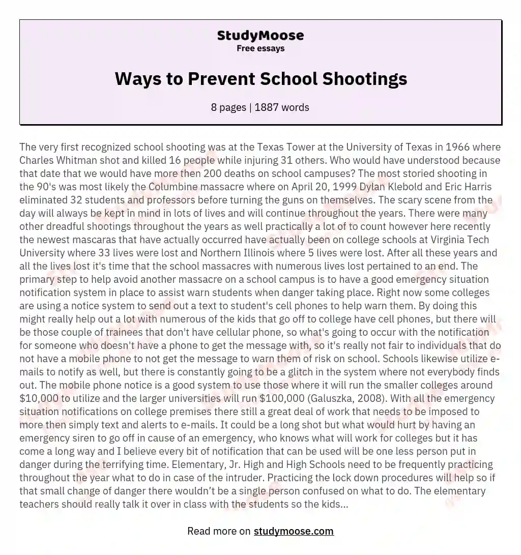 Ways to Prevent School Shootings