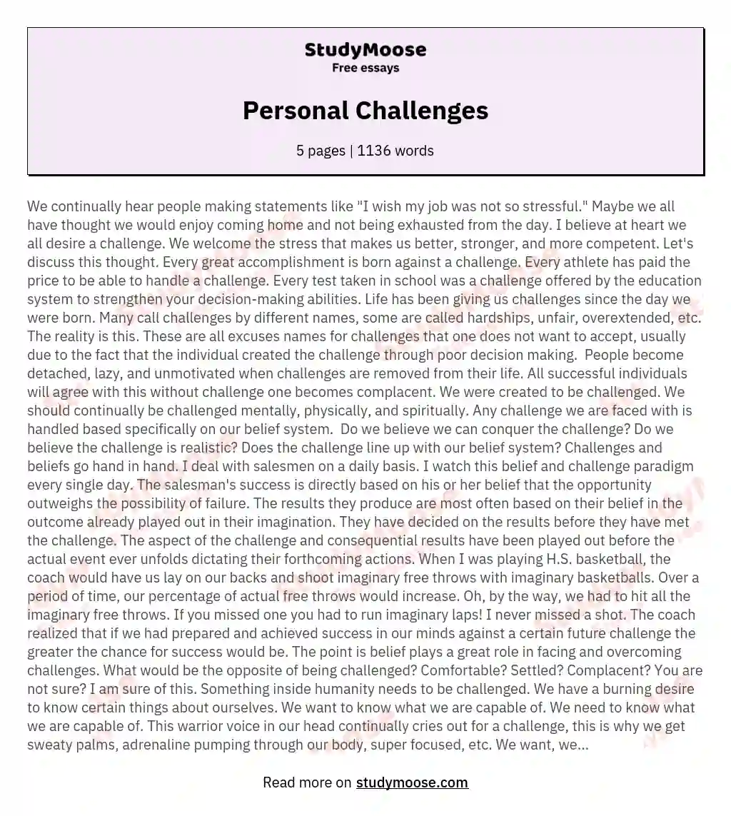 Personal Challenges essay