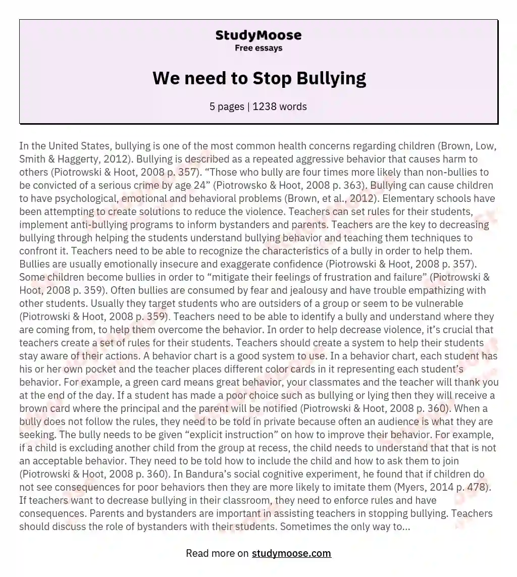 how to prevent bullying essay