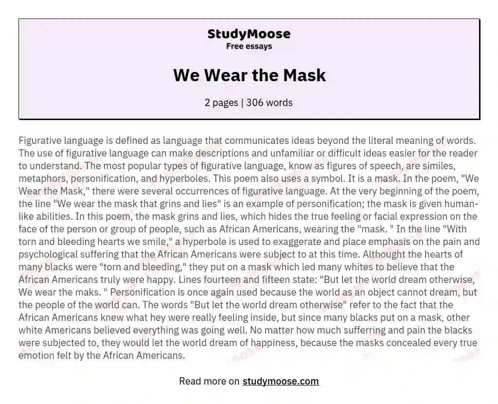 We Wear the Mask essay