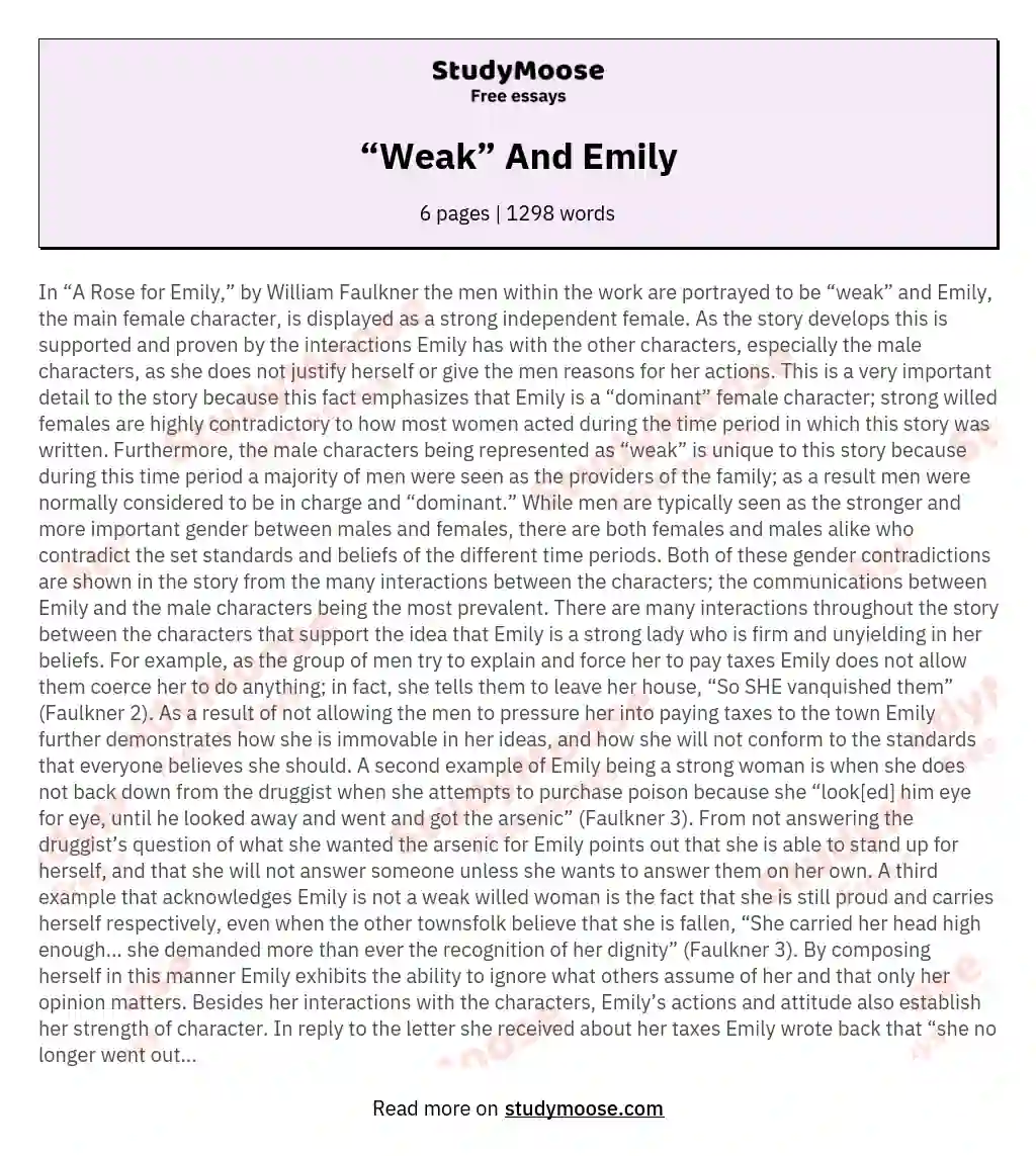 “Weak” And Emily essay