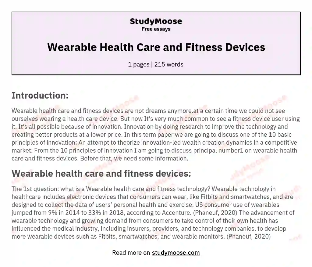 Wearable Health Care and Fitness Devices