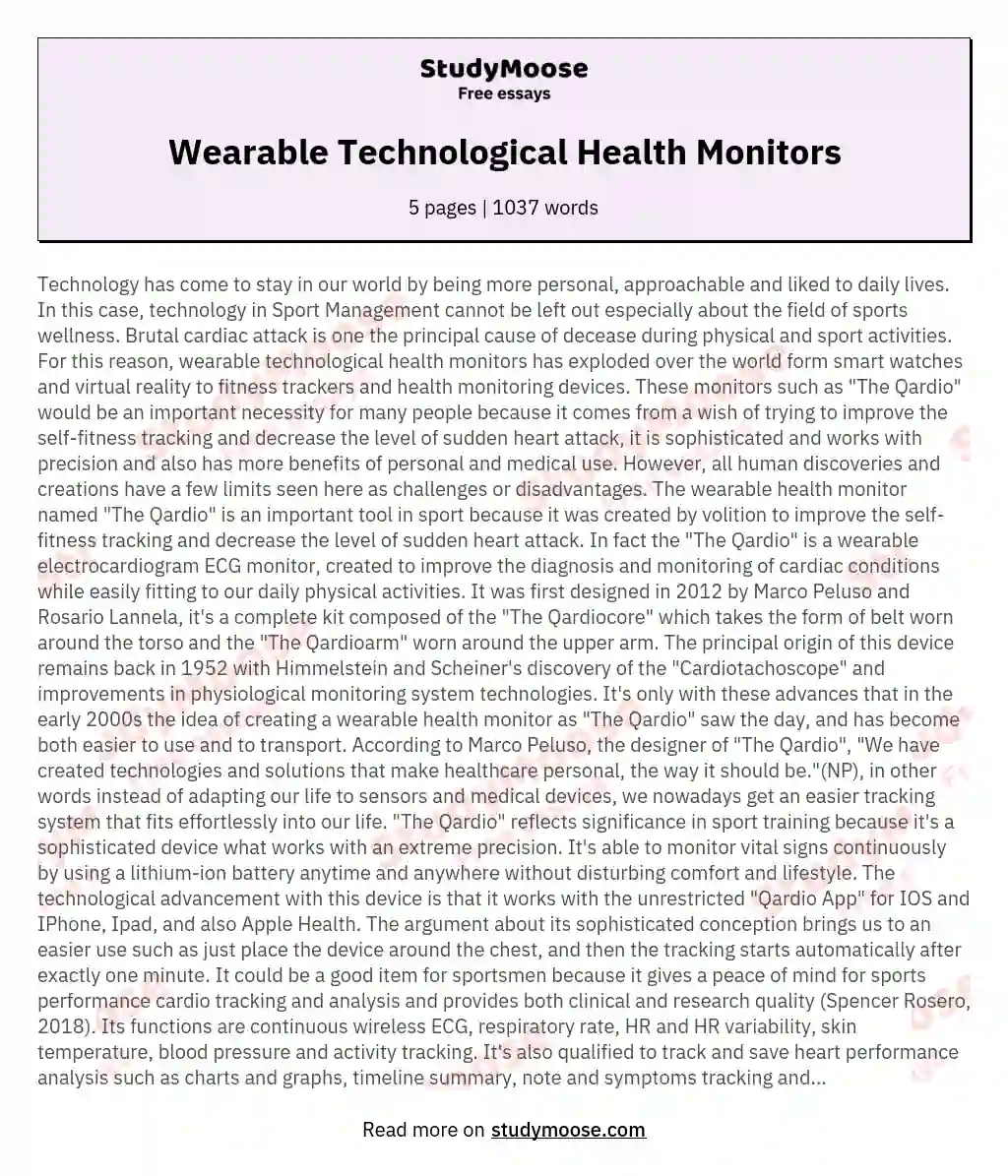 Wearable Technological Health Monitors