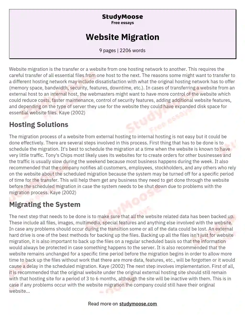Website Migration essay