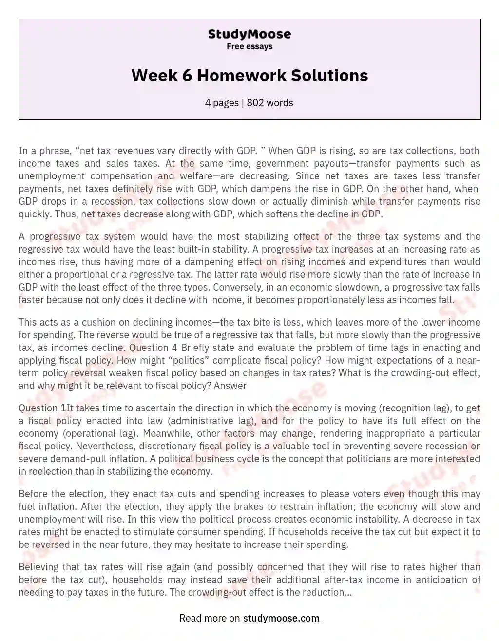 Week 6 Homework Solutions essay