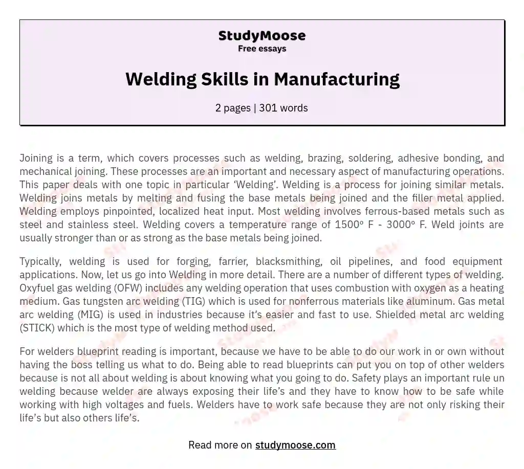 Welding Skills in Manufacturing