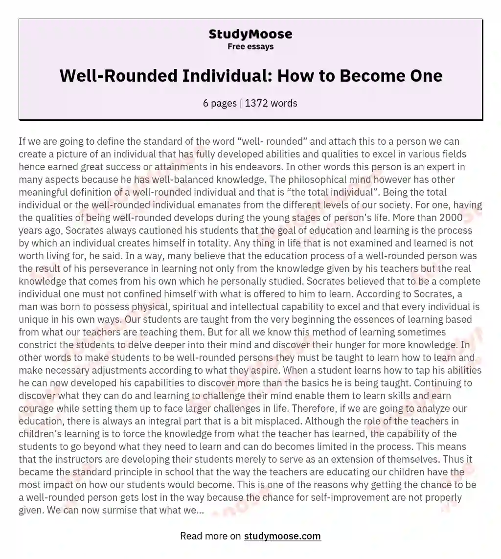 Well-Rounded Individual: How to Become One essay