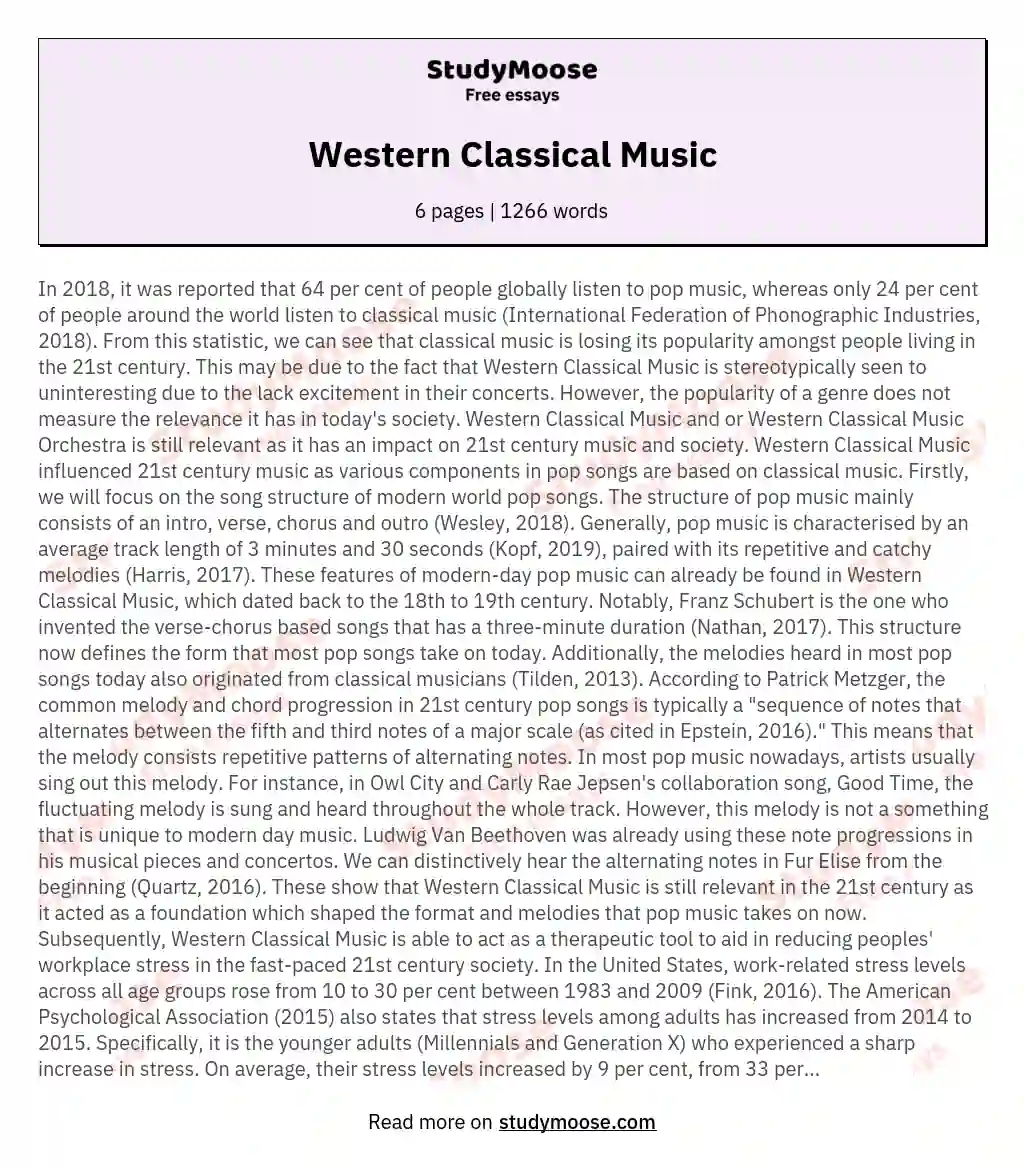 Western Classical Music essay