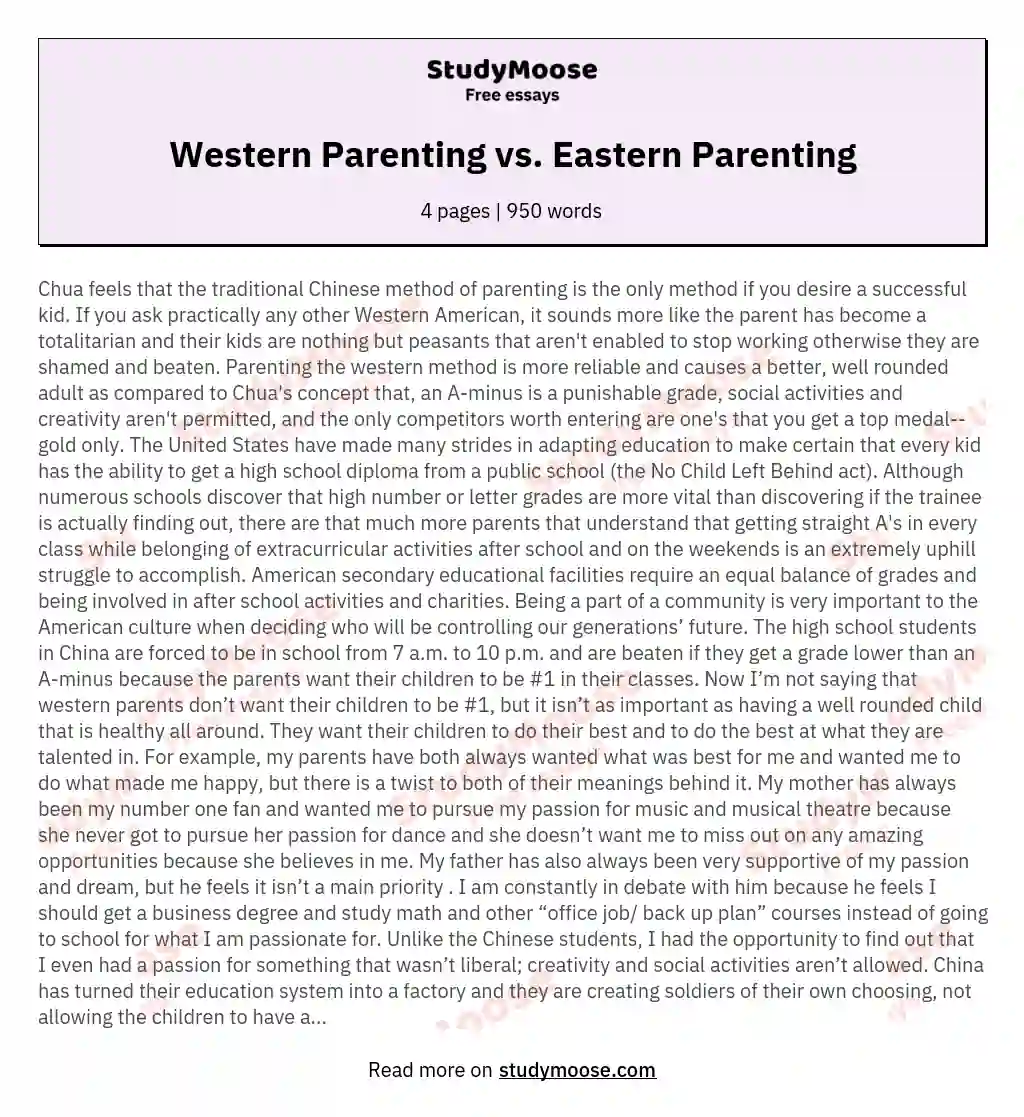 Western Parenting vs. Eastern Parenting