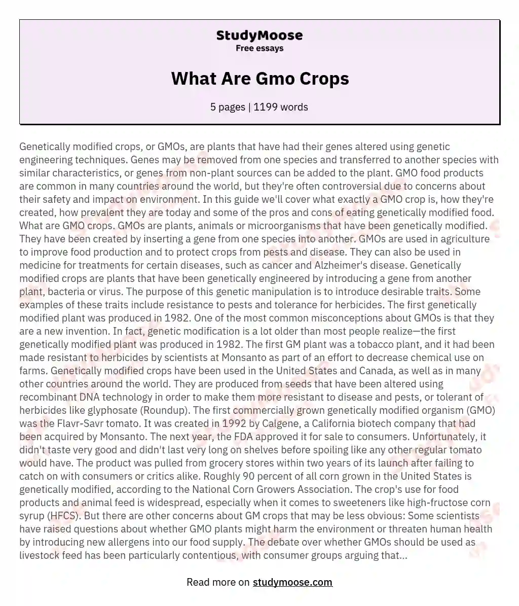 What Are Gmo Crops essay