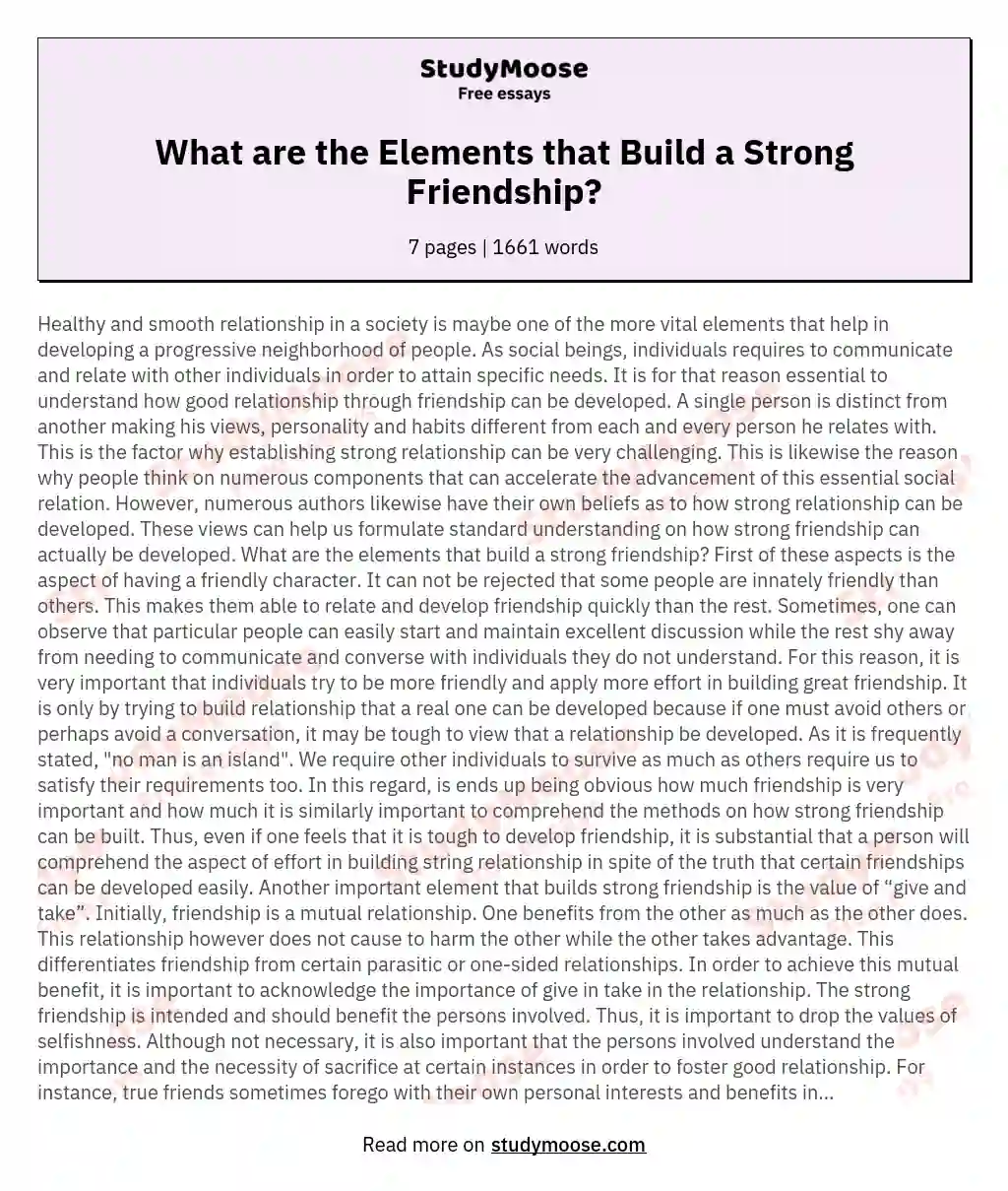 essay about building a strong friendship