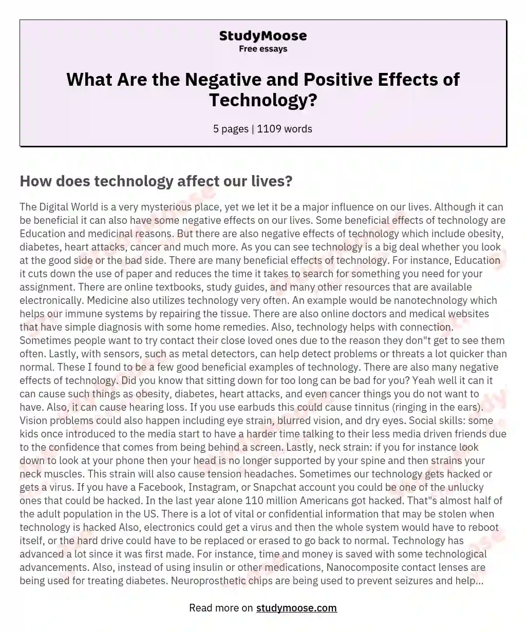 negative effect of modern technology essay