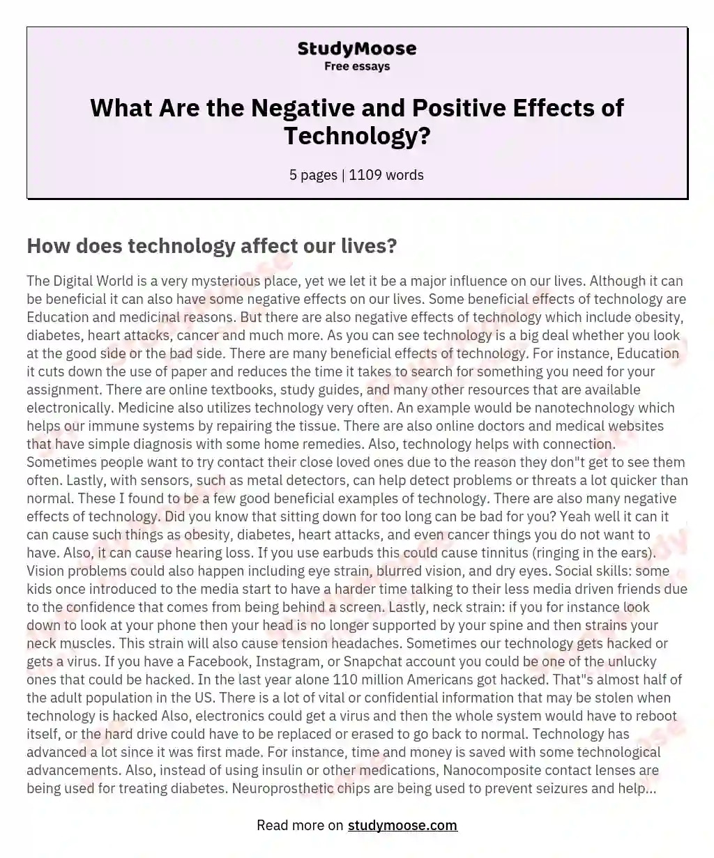 effects of technology short essay