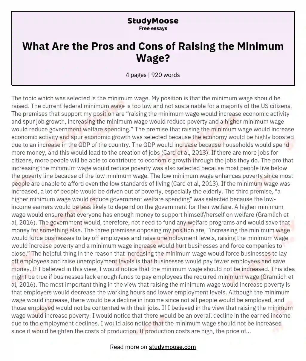 What Are the Pros and Cons of Raising the Minimum Wage?
