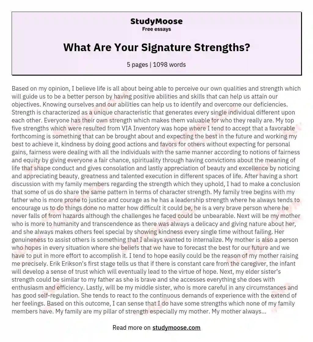What Are Your Signature Strengths? essay