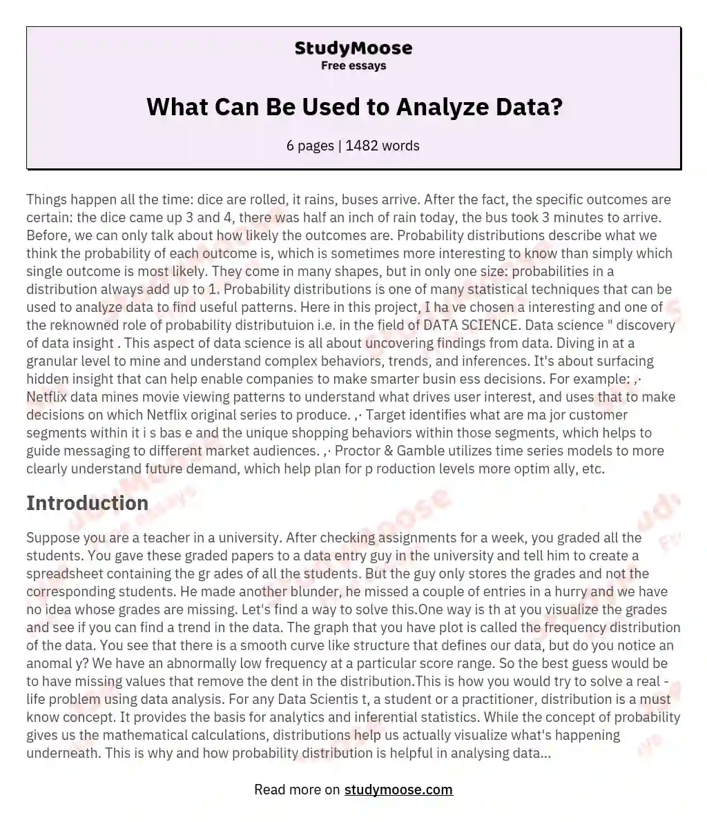 What Can Be Used to Analyze Data? essay